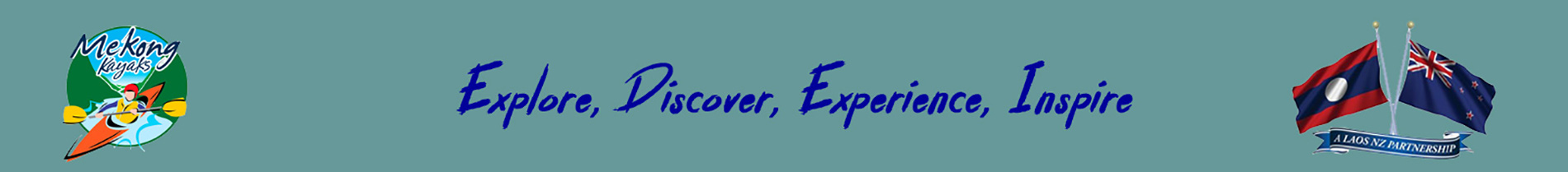 Explore, Discover, Experience, Inspire page with logo and flags banner